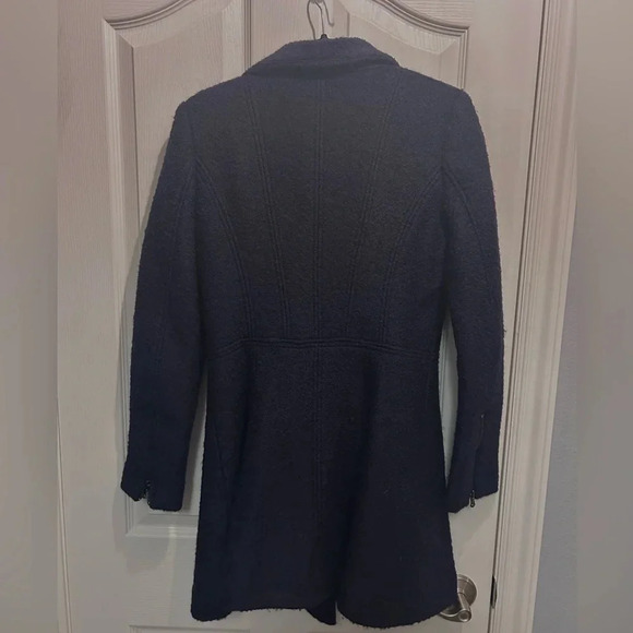 💙”Guess” Women’s Dark Navy Blue Wool Blend Zip Front Coat w/ Pockets Size S💙 - Picture 5 of 15